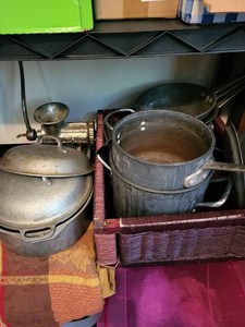 Lot of Vintage Aluminum Cookware & Universal No. 3 Meat Grinder