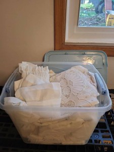 Lot of Assorted White Curtain Panels Valances Lace Ruffled