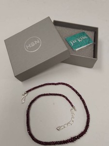 Jay King Ruby Bead Necklace Sterling Silver Extender w HSN Box