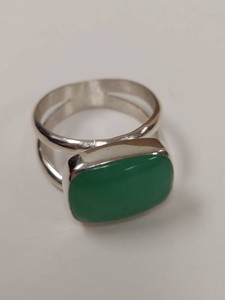 Jay King Sterling Silver Green Cabochon Ring w HSN Box & Pouch
