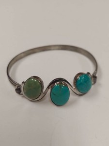 Jay King Mine Finds Sterling Silver Turquoise 3-Stone Cuff Bracelet