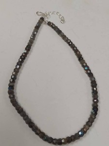 Jay King Labradorite Beaded Necklace Faceted Gray Stone w Pouch Box
