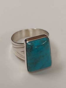 Jay King Sterling Silver Turquoise Rectangular Ring Approx Size 10