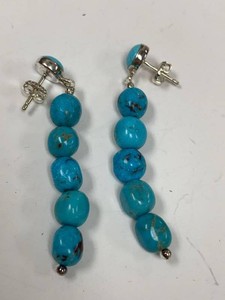 Jay King Turquoise Bead Dangle Stud Earrings w Box & Pouch