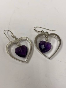 Jay King Mine Finds Heart Dangle Earrings Amethyst Sterling Silver