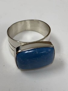 Jay King DTR Sterling Silver Blue Stone Wide Band Ring Approx 10