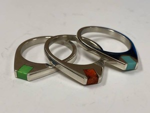 Jay King Sterling Silver Inlay Ring Set Turquoise Coral Green 925