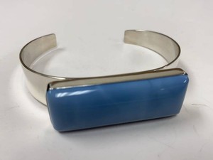 Jay King Sterling Silver Blue Stone Cuff Bracelet w Box Pouch Card