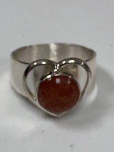 Jay King Sterling Silver Red Cabochon Heart Ring w Box Pouch