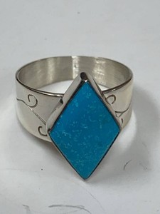 Tay King Sterling Silver Turquoise Diamond Ring w Box Pouch Card