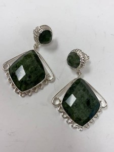 Jay King Mine Finds Sterling Silver Green Stone Drop Earrings