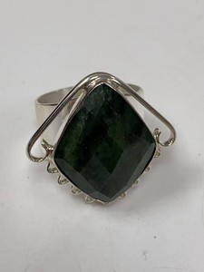 Jay King Sterling Silver Dark Green Faceted Statement Ring Sz 9.5