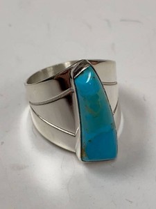 Jay King Mine Finds Turquoise Sterling Silver Wide Ring Approx 10.5