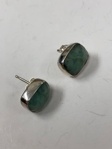 Jay King Mine Finds Sterling Silver Green Stone Stud Earrings 925
