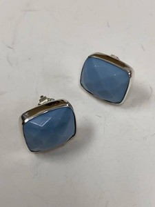 Jay King Sterling Silver Blue Stone Stud Earrings w Box Pouch