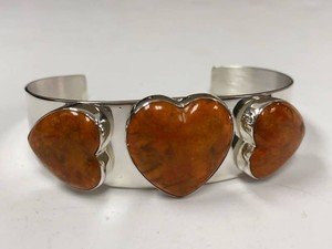 Jay King Mine Finds Sterling Silver Orange Heart Cuff Bracelet