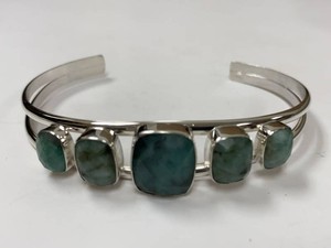 Jay King Sterling Silver Green Stone Cuff Bracelet w HSN Box