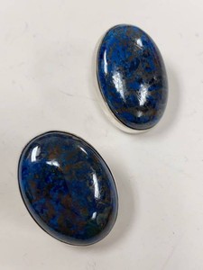 Jay King Sterling Silver Blue Stone Oval Stud Earrings w Box
