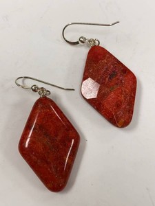 Jay King Mine Finds Red Coral Stone Dangle Earrings with Box