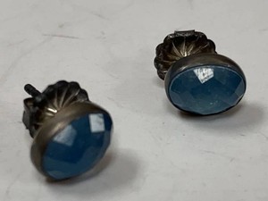 Jay King Blue Stone Oval Stud Earrings Sterling Silver w Box