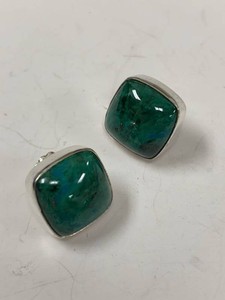 Jay King Mine Finds Sterling Silver Green Stone Stud Earrings Pair