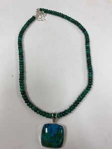 Jay King Mine Finds Malachite Bead Necklace Chrysocolla Pendant