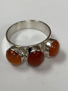 Jay King Mine Finds Sterling Silver 3 Stone Carnelian Ring w Box
