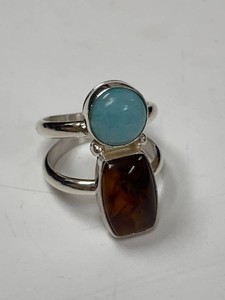 Jay King Mine Finds Sterling Silver Double Stone Ring Approx Size 10