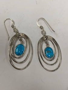 Jay King Mine Finds Turquoise Sterling Silver Dangle Earrings Pair