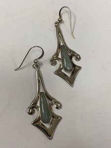 Jay King Mine Finds Dangle Earrings Green Stone Sterling Silver