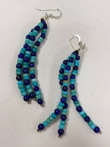 Jay King Mine Finds Turquoise Lapis Bead Dangle Earrings Sterling