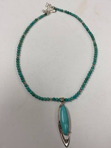 Jay King Mine Finds Blue Green Stone Bead Necklace Sterling Pendant