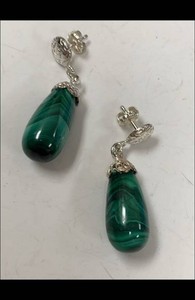Jay King Mine Finds Malachite Sterling Silver Drop Earrings w Box