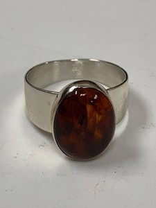 Jay King DTR Sterling Silver Amber Cabochon Ring Size 10.25