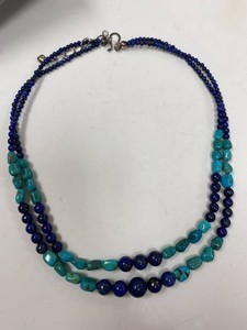 Jay King Mine Finds Lapis Turquoise 2-Strand Bead Necklace Sterling