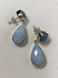 Jay King Mine Finds Blue Stone Teardrop Dangle Earrings w Box Pouch