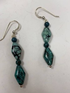 Jay King Turquoise Bead Dangle Earrings Silver Tone Boxed Set