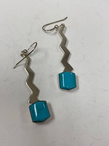 Jay King Turquoise Sterling Silver Zigzag Dangle Earrings w Box