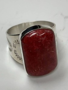 Jay King Mine Finds Sterling Silver Red Stone Ring Approx Size 10.5