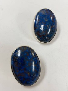 Jay King Sterling Silver Oval Blue Stone Stud Earrings w Box