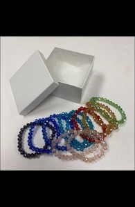 Assorted Faceted Glass Bead Stretch Bracelets in Gift Box Mixed Colors