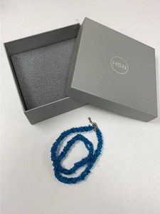 HSN Blue Stone Chip Bead Necklace Sterling 925 Clasp w Box