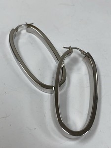Bianca Italy Sterling Silver Large Oval Hoop Earrings w Pouch Box