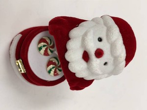 Christmas Peppermint Swirl Stud Earrings with Santa Velvet Gift Box