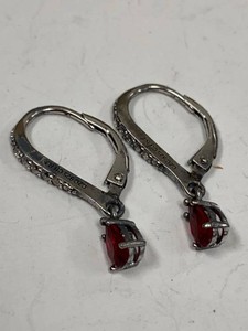 Stauer DiamonAura Ruby Red Leverback Earrings Sterling Silver