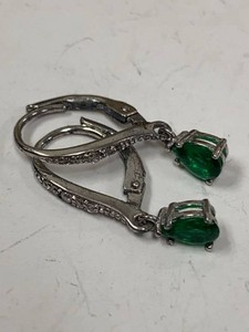 Stauer DiamonAura Emerald Green Drop Earrings w Box Model 25296