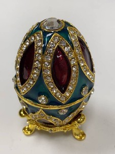 Stauer Larissa Jeweled Enamel Egg Trinket Box w Original Box