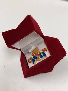 Unmarked Patriotic Enamel Bow Earrings Red White Blue w Gift Box