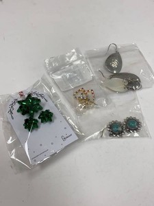 Lot Including Roman Bow Pin Set & Assorted Fashion Earrings Jewelry