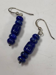 Jay King Lapis Lazuli Beaded Dangle Earrings w Box Pouch